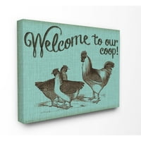 Декор за домашна дома, добредојде на нашиот кокошарник со кокошки сино рустикален знак