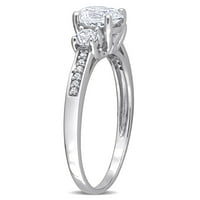 Miabella Women's'sims 1- Carat T.G.W. Создаден бел сафир и дијамантски акцент 10kt бело злато прстен за ангажман