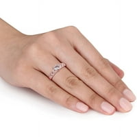 Карат Т.Г.В. Аквамарин и дијамант-акцент розов родиум-позлатен сребрен гроздобер прстен за ангажман на срце