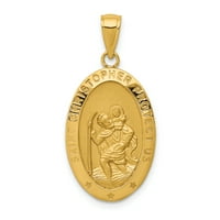 Примарно злато Карат жолто злато Свети Кристофер медал приврзок со ланец на кабелски јаже