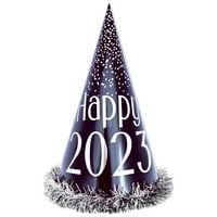 Новогодишна новогодишна црна и сребрена хартија конусна капа