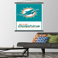 Мајами делфини - постер за лого со дрвена магнетна рамка, 22.375 34