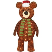 Божиќно декор за одмор 30 Меки кафеава мечка со скулптура со шал
