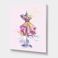 Дизајн на „Убав виолетова фустан со набори на мода манекен“ француска земја платно wallидна уметност печатење