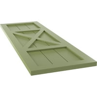 Ekena Millwork 12 W 41 H True Fit PVC Center X-Board Farmhouse Fixed Mount Sulters, Moss Green