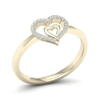 1 10CT TDW Diamond 10K жолто златно срце во срцев моден прстен