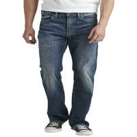 Сребрен фармерки копродукции за машка Зак опуштена вклопена фармерки со права нозе, големини на половината