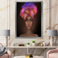 DesignArt 'Porterената на Афроамериканец Портрет со Турбан VI' модерен врамен уметнички принт