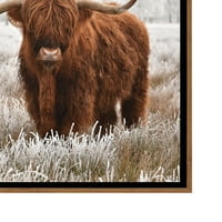 Страттон дома украс Хајленд говеда врамени платно wallидна уметност