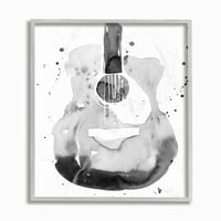 СТУПЕЛ ИНДУСТРИИ Акустична гитара Апстрактна акварелна шема на сликарство Врамна wallидна уметност од Ени