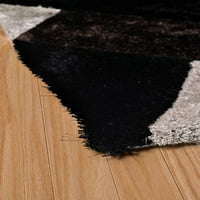 Обединети ткајачи Верија Хартстон Шаг Геометриска област килим, црна, 7'10 10'6