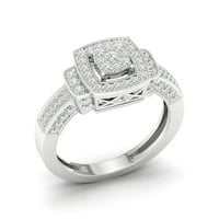 3 4CT TDW Diamond 10K бело злато прстен за ангажман со двојно квадрат