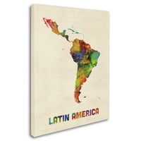 Трговска марка ликовна уметност „Акварел мапа на Јужна Америка“ платно уметност од Мајкл Томпсет