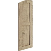 Ekena Millwork 12 W 74 H Timberthane Rough Sawn Two Elevical Flat Panel W елипсовидни врвни ролетни од дрво,