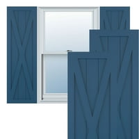 Ekena Millwork 18 W 32 H TRUE FIT PVC SINE X-BOARD FERMONE FIXED MONT SLUTTERS, SOJURN BLUE