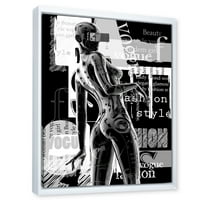 DesignArt 'црно -бело киборг тело i' модерна врамена платно wallидна уметност печатење