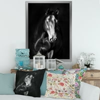Дизајн Арт „Затвори портрет на црниот Кладруби Коњ“ Фарма куќа Рамка за уметнички принт