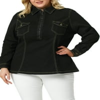 Уникатни поволни цени женски плус големина измиена патентна јакна со џебови со џебови