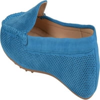 Collectionенска колекција на списанија Halsey Moc Pone Perforated Loafer Blue Perforated Fau Suede 8. M.
