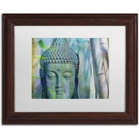 Трговска марка ликовна уметност „Буда со бамбус“ платно уметност од Кора Ниле, бела мат, дрвена рамка