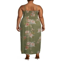Романтичен цигански женски плус големина замокнат врвен макси фустан со предни детали