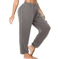 Женски џемпери со високи половини со џемпери удобни јога -дневни панталони лабави трчање панталони со џебови
