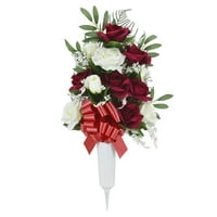 Главни вештачки големи мешани рози вазна, мулти, црвено -бело, 26 “