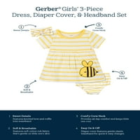 Gerber Baby & Toddler Girls Dress, Cover Cover & Setter Setter, 3-парчиња, 3-парчиња