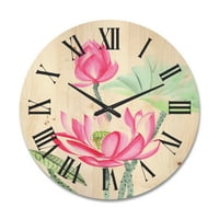 Дизајн на „Антички розов лотос цвет“ Традиционален часовник од дрво