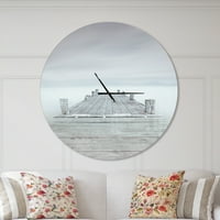 Дизајн на „Дрвено пристаниште во облачно расположение“ модерен wallиден часовник