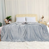 Единствени поволни цени Цврсто полиестерско кадифен кревет ќебе, полно, сиво