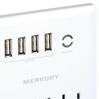 Merkury Innovations Surge Protector 4.2A USB Wallиден полнач, 3 -излезен екстендер, USB порти и телефонски