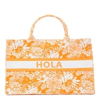 Без граници женски хола платно печати чанта за точки на плажа, портокалова шербет