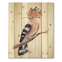 Дизајн на „Античка птица птица на гранка“ Традиционално печатење на природно бор дрво