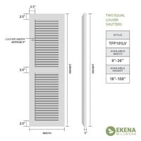 Ekena Millwork 18 W 73 H TRUE FIT PVC Два еднакви ролетни со лувер, бело