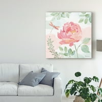 Акварелска розова и зелена III платно уметност од Бет Гроув