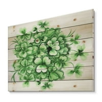 Дизајн на „Зелени гроздобер лисја на традиционалното печатење на Шамрок“ на природно бор дрво