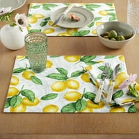 Марта Стјуарт многу лимони ткаенини поставени 4-пакувања, бело жолта, 13 x17,5