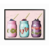 Sumbelly Industries Fruit Smoothie Prise Jars Food Pink Paintion Shaidship Framed wallидна уметност од Ziwei