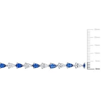 Miabellaенски женски 10- создаден сино -бел сафир тениски нараквица од сребрена круша - во