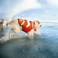 Надворешно кученце за забавно забавно риба рипстоп кучиња животна јакна, средна, портокалова боја