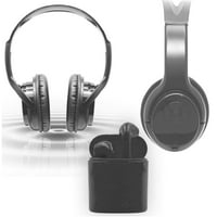Zummy безжични слушалки за Bluetooth со над уво и вистински сет за безжични уши - црна