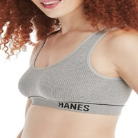 Hanes Originals Women's Leansless Rib Crop Bralette, Comfortfle Fit, Style MHB006