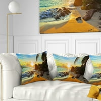 DesignArt Зајдисонце во тропска плажа - Перница за фотографирање на пејзаж - 16x16
