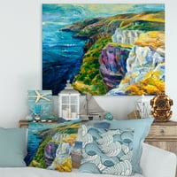 Дизајн на „Синиот океан од карпести карпи II“ Наутички и крајбрежно платно wallидно уметности печатење