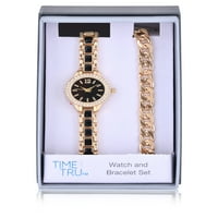 Време и вистинско возрасно женско аналогно часовник во злато во боја