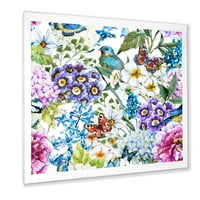 Диви цвеќиња и живописни диви пролет лисја xii врамени сликарски платно уметничко печатење