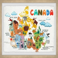 Канадската мапа на Мармонт Хил Виножито Канадска мапа врамена wallидна уметност