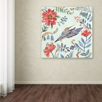 Трговска марка ликовна уметност „Птици и цвеќиња II“ платно уметност од Ирина Трзаскос студио