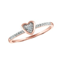 GemSpirations Diamond Accent Accent Heart Stack Ring Sterling Silver 14k розово злато позлатено